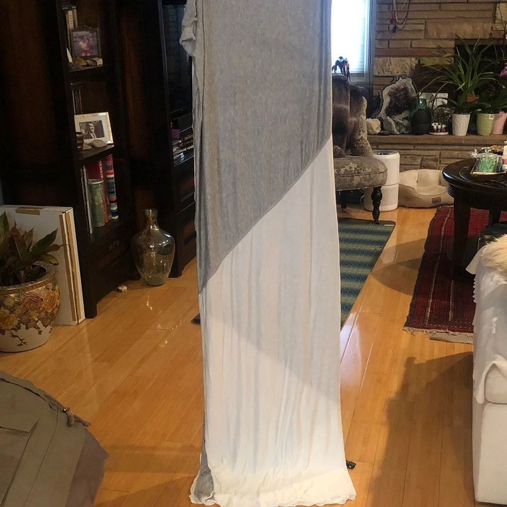 Donni Charm Gray and Cream Color Block Jersey Knit Wrap